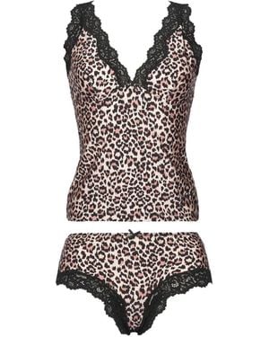 Guess Leopard-Print Lace-Trim Pyjamas - Pink
