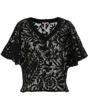 Pin-Up Stars Blusa de macramé - Negro