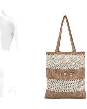 IRO Crochet striped tote bag - Weiß