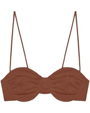JADE Swim Mia Ruched Bikini Top - Brown