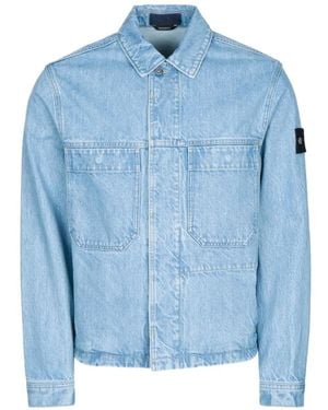 Stone Island Logo-Patch Denim Jacket - Blue