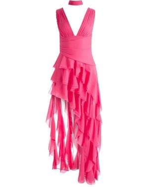 Alice + Olivia Holly Ruffle Maxi Dress With Scarf - Pink