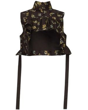 ALÉMAIS Lilah Ruffled Floral-Print Top - Black