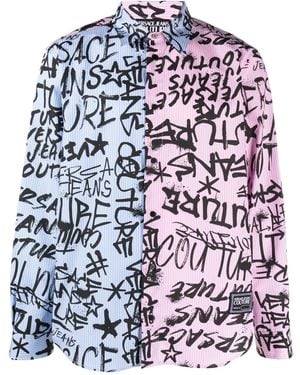 Versace Jeans Couture Logo-Print Cotton Shirt - Blue