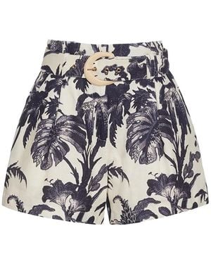 Cara Cara Palmer Floral-Pattern Buckled Shorts - White