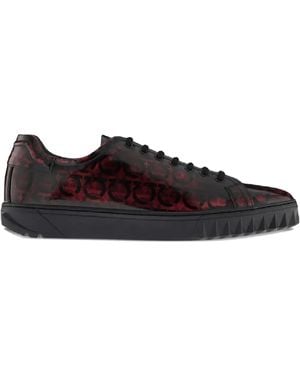 Ferragamo Cube Gancini-Print Lace-Up Trainers - Brown