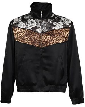Ernest W. Baker Cheetah Rose Track Jacket - Black