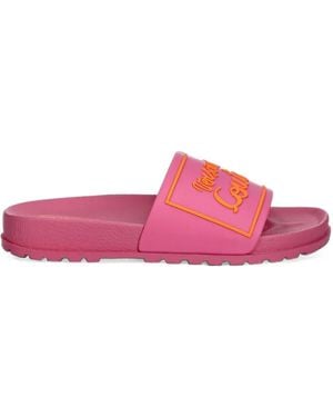 Versace Jeans Couture Logo-Patch Slides - Pink