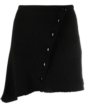 Courreges Asymmetric Ribbed-Knit Mini Skirt - Black