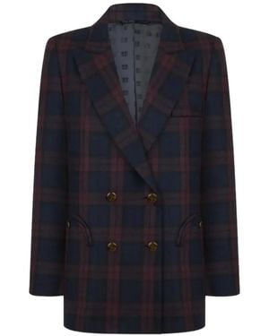 Blazé Milano Amane Check Double-Breasted Blazer - Blue