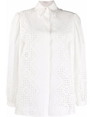 Alberta Ferretti Broderie-Anglaise Long-Sleeve Shirt - White