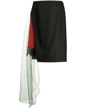 Kolor Draped-Panel Wool Pencil Skirt - Black