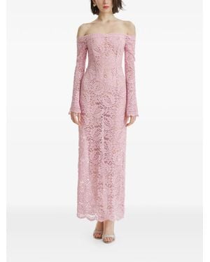 2310 STUDIO Off-Shoulder Lace Maxi Dress - Pink