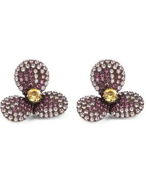 Jennifer Behr Pendientes Isabelle Con Aplique De Cristal Y Motivo Floral - Blanco