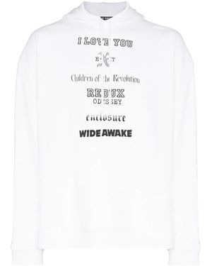 Raf Simons Chest-Print Hooded Sweatshirt - White