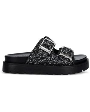 Buffalo Raya Ari Glam Glitter-Embellished Sandals - Black