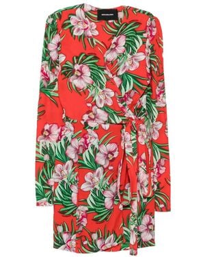 Marco Bologna Floral-Print Wrap Mini Dress - Red