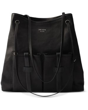 Prada Route Grote Leren Tas - Zwart