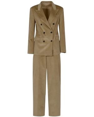 Tagliatore Corduroy Double-Breasted Suit - Green