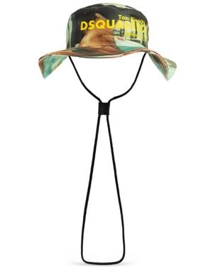 DSquared² Printed Drawstring Hat - Green