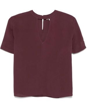 Twinset Keyhole-Neckline Short-Sleeve Top - Purple