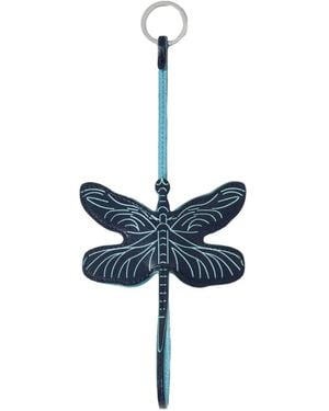 Mulberry Dragonfly Leather Keyring - Blue