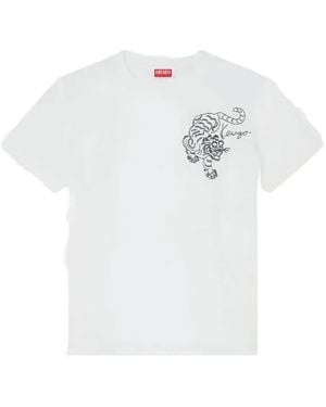 KENZO Embroidered-Tiger T-Shirt - White