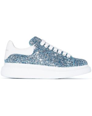 McQueen 'oversized Sneaker' In Coarse Glitter - Blue