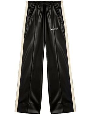 Palm Angels Logo Leather Effect Track Trousers - Black