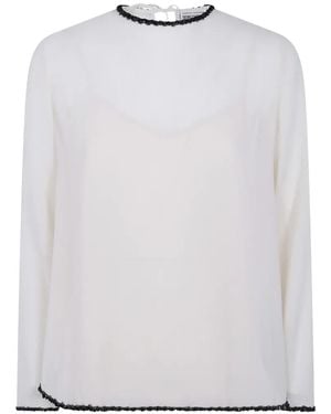 Semicouture Blusa Florinda Con Cierre De Lazo Y Ribete De Cuentas - Blanco