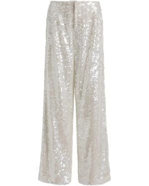 Alberta Ferretti Wide Leg Sequins Trousers - White