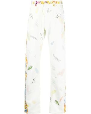 CASABLANCA Graphic-Print Straight-Leg Jeans - White