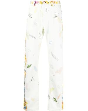 CASABLANCA Graphic-Print Straight-Leg Jeans - White