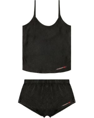 DIESEL Pyjama mit Logo-Patch - Schwarz