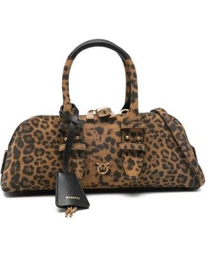 Pinko Leopard-Print Tote Bag - Brown
