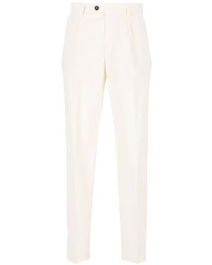 Eleventy Pleated Tapered-Leg Pants - White