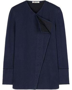 Ports 1961 Pinstripe Asymmetrical Shirt - Blue