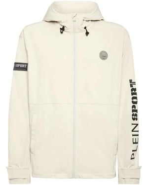 Philipp Plein Logo-Print Windbreaker Jacket - Natural
