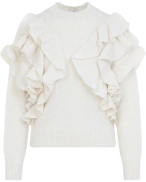 Elisabetta Franchi Knit Pullover With Ruffles - White