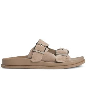 Calvin Klein Buckle-Fastening Double-Strap Slippers - White