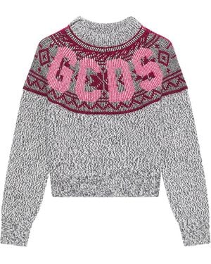 Gcds Maglione Con Logo A Intarsi - Grigio