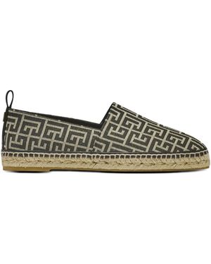 Balmain Monogram-Jacquard Espadrilles - Green