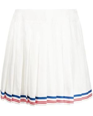 CASABLANCA Pleated Striped-Border Skirt - White