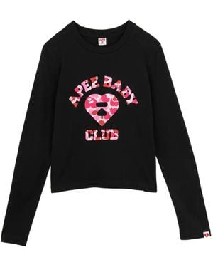 AAPE BY A BATHING AP Camo-Heart Logo T-Shirt - Black