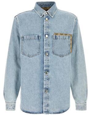 Gucci Chest-Pocket Monogram-Detail Denim Shirt - Blue