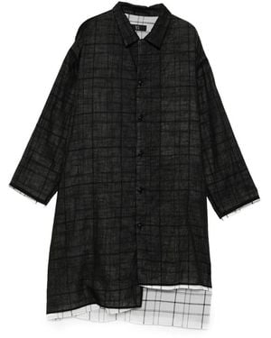 Y's Yohji Yamamoto Check-Pattern Layered-Effect Shirt - Black