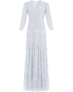 Needle & Thread Vestido largo Isabella con lentejuelas - Blanco