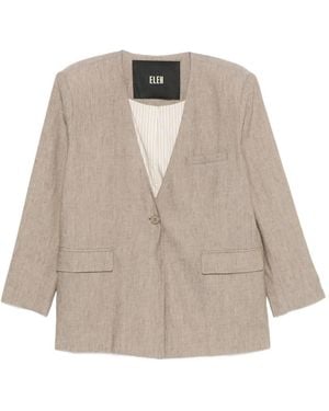 ELEH Collarless Single-Breasted Blazer - Natural