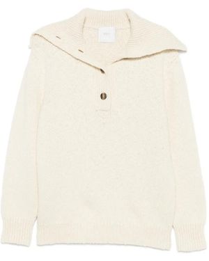 Malo Geknöpfter Pullover Mit Matrosenkragen - Weiß