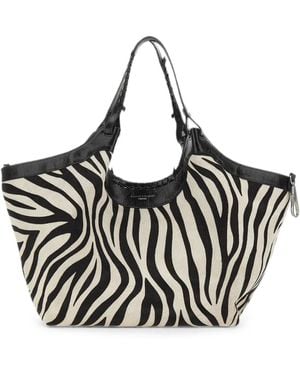 Gianni Chiarini Large Dua Zebra-Print Tote Bag - White